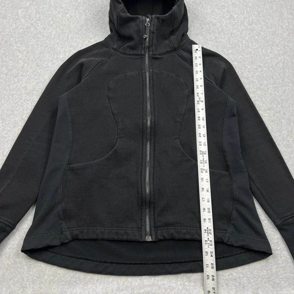 Lululemon Pleat To Street Hoodie Women's 12 Black Terry‎ Full Zip Jacket W4ICXS